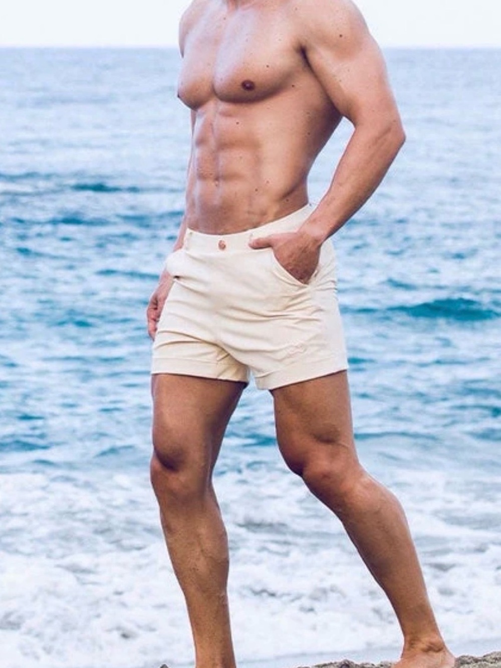 2EROS Bondi  Hybrid Swim Gym Shorts Sand Tan Men's XS